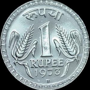 Scarce 1Rs 1973 Bombay Mint Proof Coin