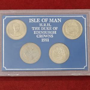 1981 Isle of Man Edinburgh Crowns 4 Coins Set