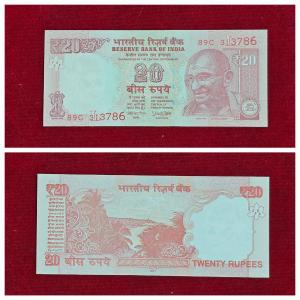 20Rs Fancy number Gem UNC note ending with 786
