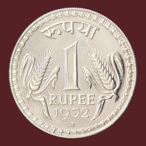 1 Rupees 1972 Bombay Mint Proof Rare Coin
