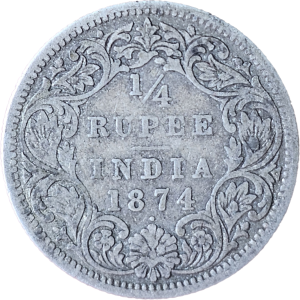 1/4 Rupees Victoria Queen 1874