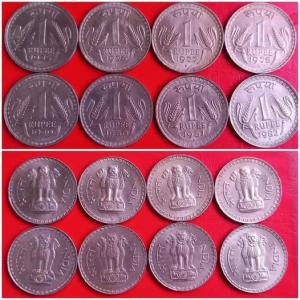 1 Rupees Dhabbu Set of 8 Bombay Mint Coins