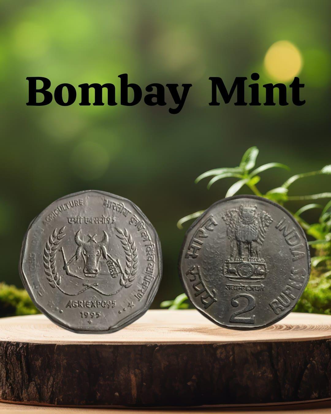 2 Rupee - Globalising Indian Agriculture (Agri Expo 95) MUMBAI MINT UNC COIN