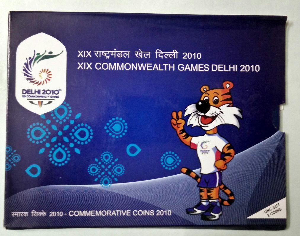 India - 2010 - XIX Commonwealth Games Delhi Rs. 100, Rs. 5, Rs. 2 UNC Set - Coin