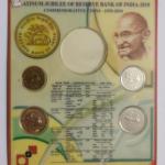 India - 2010 - Platinum Jubilee of Reserve Bank of India Rs. 10, Rs. 5, Rs. 2, Rs. 1 UNC Set (Without Rs. 75) - Coin