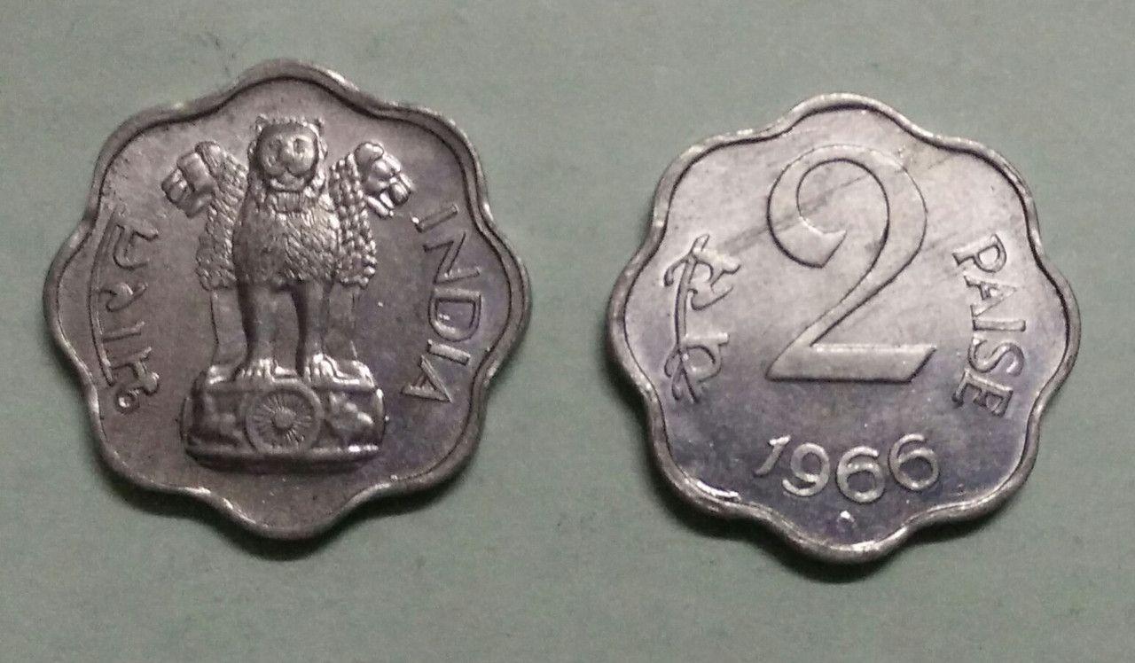 India - 1966 - 2 Paise UNC 1 No - Coin