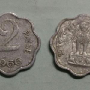 India - 1966 - 2 Paise Used 1 No - Coin