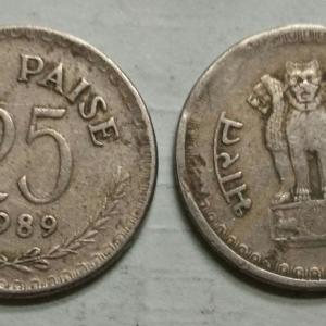 India - 1989 - 25 PAISE _Used_1 NO - Coin