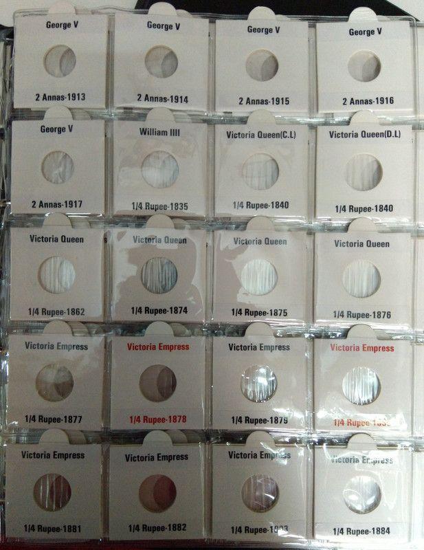 British India Year Wise-494 # WITH Coin HOLDERS, STICKERS only 269 Copper Coins 5 missing
