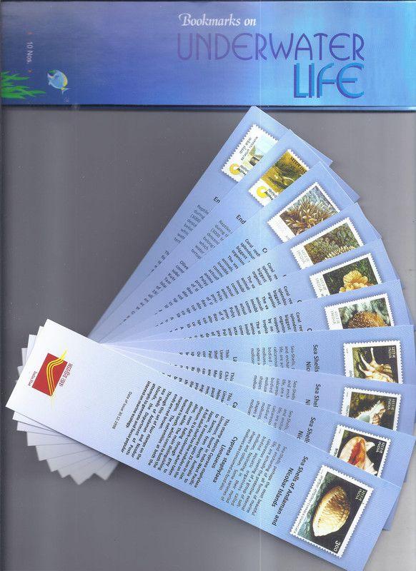 Bookmarks Depicting Stamps Underwater Life Theme. Collectible item