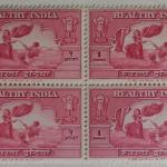 India 1950- Healthy 1 Anna(Block of 4) - Stamp - MNH