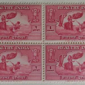India 1950- Healthy 1 Anna(Block of 4) - Stamp - MNH