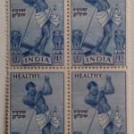 India 1950 - Healthy 1 Rupee (Block of 4) - Stamp - MNH