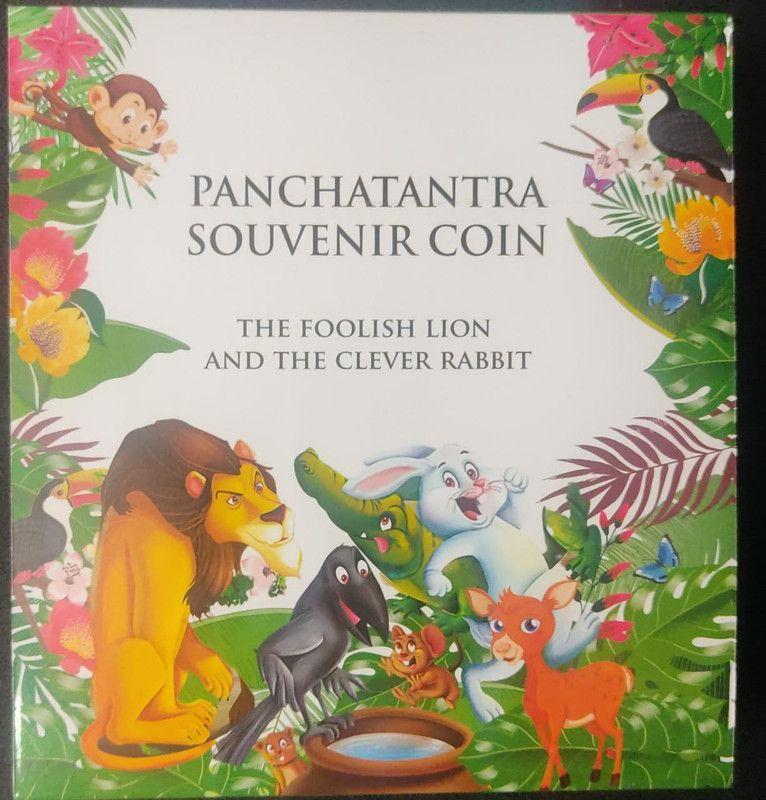 Panchatantra Coloured Souvenir Coin Proof Set The Foolish Lion And The Clever Rabbit (Proof Set)