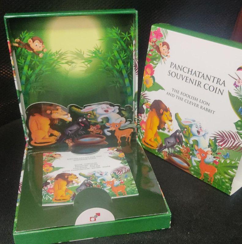 Panchatantra Coloured Souvenir Coin Proof Set The Foolish Lion And The Clever Rabbit (Proof Set)