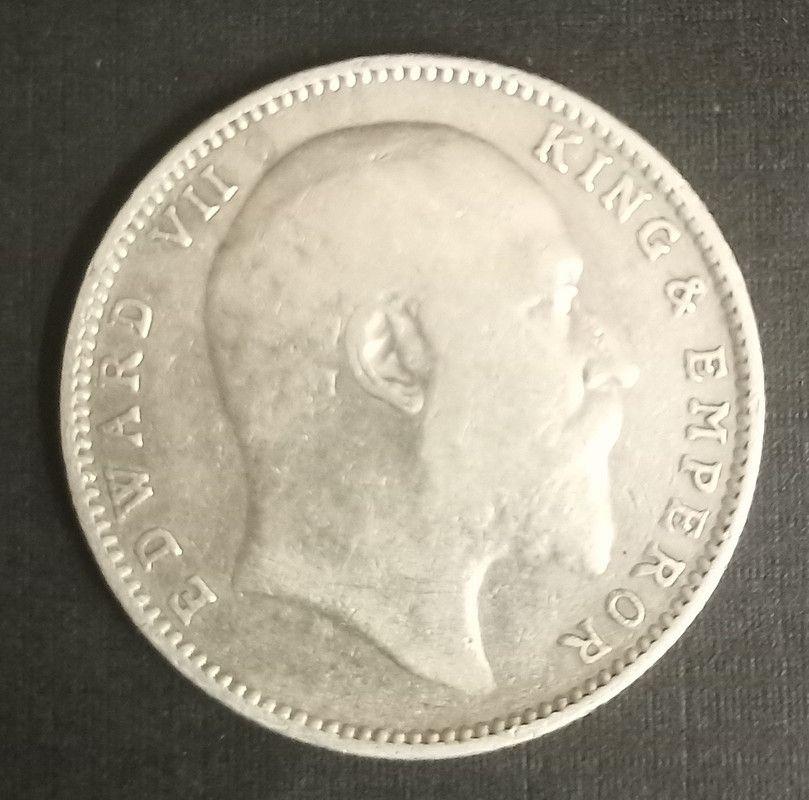 British India Coin Edward VII 1 Rupee 1907_Used Silver
