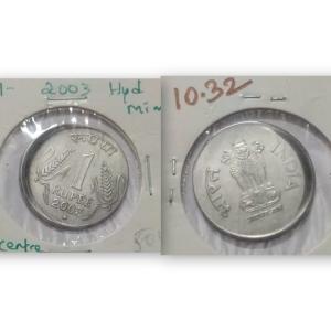 India - 2003 - 1 Rupee Hyderabad Mint of f C - Error Coin