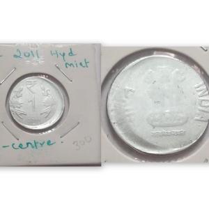 India - 2011 - 1 Rupee Hyderabad Mint of F C - Error Coin