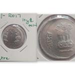 India - 2017 - 1 Rupee Hyderabad Mint of F C - Error Coin