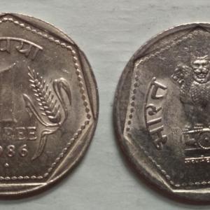 India - 1986 - 1 RUPEE _ UNC_1 N0 - Coin