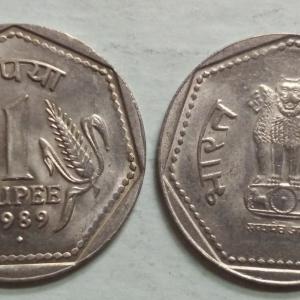 India - 1989 - 1 RUPEE _ UNC_1 N0 - Coin