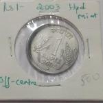 India - 2003 - 1 Rupee Hyderabad Mint of f C - Error Coin