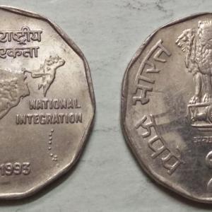 India - 1993 - 2 Rupees UNC 1 No - Coin