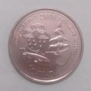 Canada - 25 Cents Natural Legacy 2000 Patrimoine Naturel Elizabeth II D G Regina Used - Coin