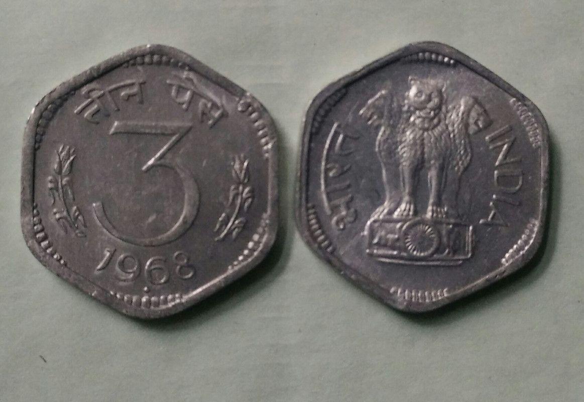 India - 1968 - 3 Paise UNC 1 No - Coin