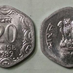 India - 1989 - 20 Paise UNC 1 No - Coin
