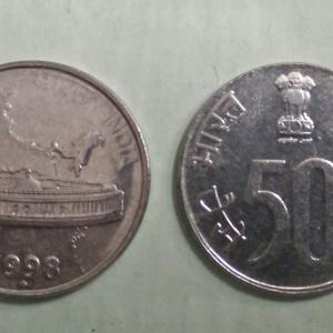 India - 1998 - 50 Paise Map UNC 1 No - Coin