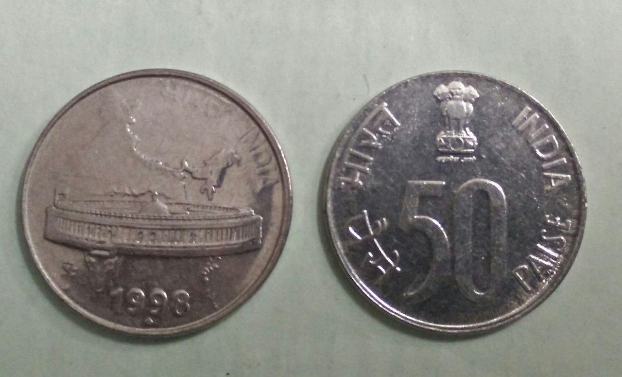 India - 1998 - 50 Paise Map UNC 1 No - Coin