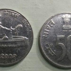 India - 2002 - 50 Paise Map UNC 1 No - Coin