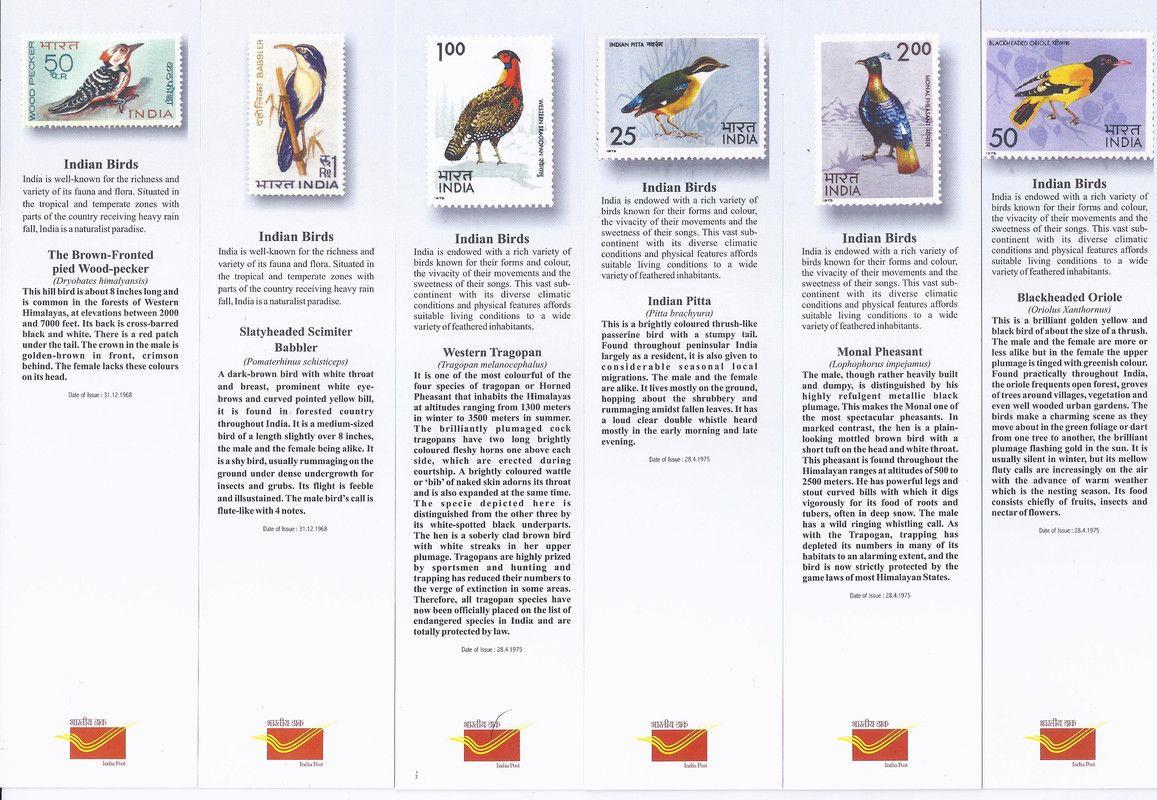 India - Bookmarks Depicting Stamps Birds of India Theme-Set 1. Collectible item