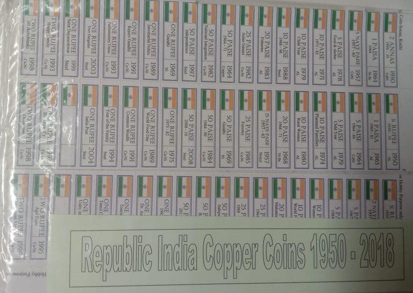 India Copper Coins 1950 2025 (Stickers)