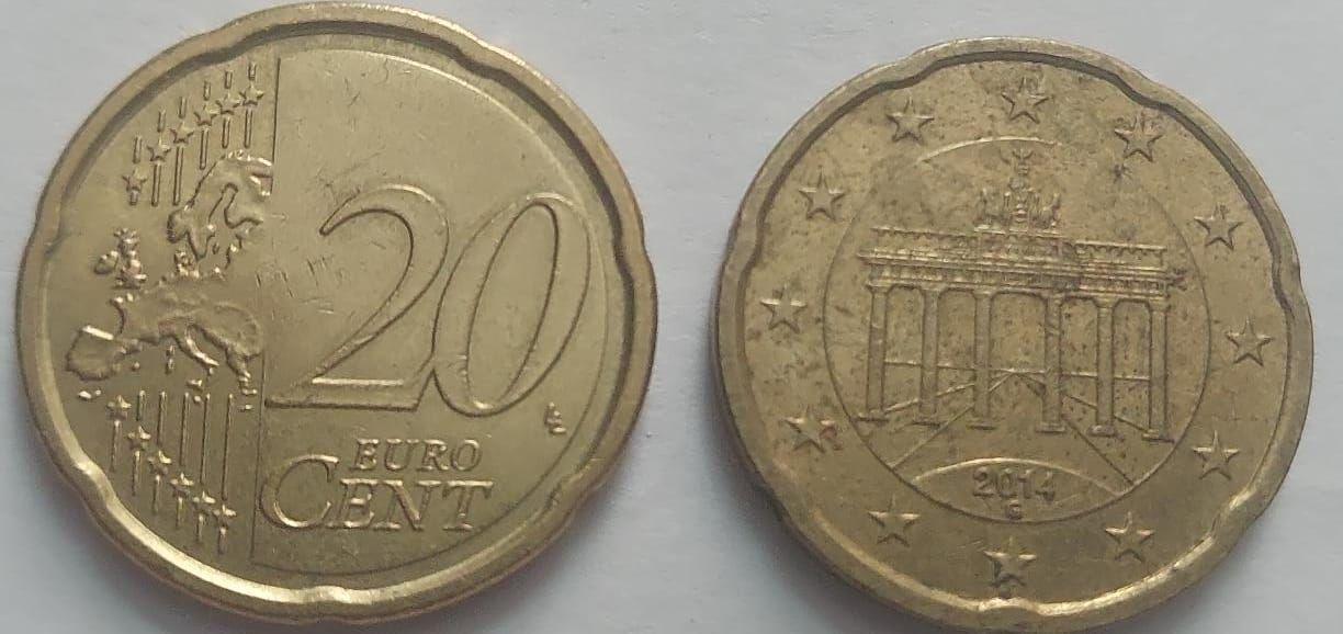 Germany - 20 Euro Cent - Coin 2014 Used