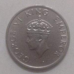 British India Coin George VI-Quarter Rupee 1946 Used Nickel