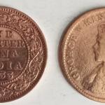 British India Coin George V-1 Quarter Anna 1933 Used Copper