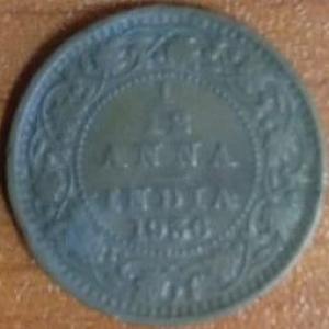 British India Coin George VI-1 12TH Anna 1936 Used Copper