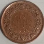 British India Coin George VI-1 12TH Anna 1939 Used Copper