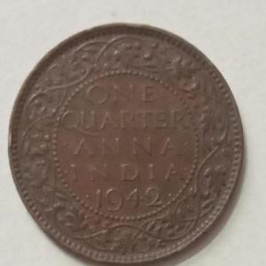 British India Coin George VI-1 Quarter Anna 19402Used Copper