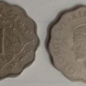 British India Coin George VI 1 Anna 1946 Used Copper Nickel