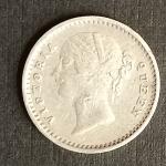 British India Coin Victoria Queen 2 Anna 1841_Used Silver Coin