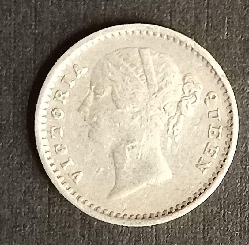 British India Coin Victoria Queen 2 Anna 1841_Used Silver Coin