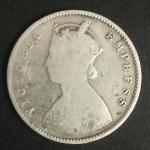 British India Coin Victoria Empress Half Rupee 1886_Used Silver Coin
