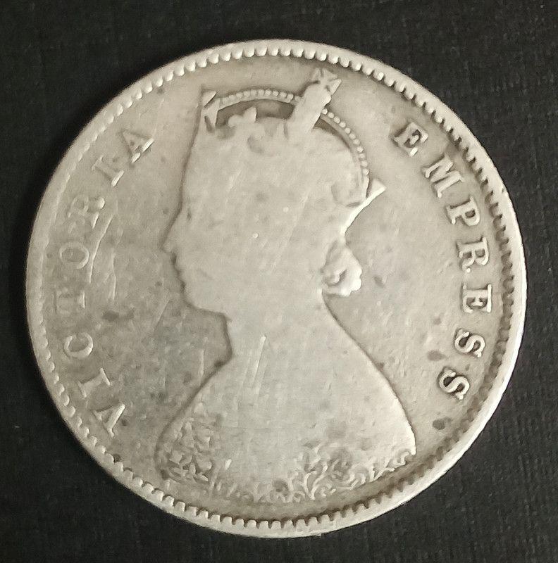 British India Coin Victoria Empress Half Rupee 1886_Used Silver Coin