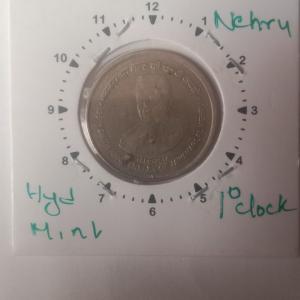 India - 2014 - 5 Rupees-125th Anniversary Of Jawaharlal Nehru Hyderabad Mint 1O clock Rotation Error Coin Used