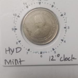 India - 5 Rupees-125th Anniversary Of Jawaharlal Nehru Hyderabad Mint 12.30 Rotation Error Coin Used