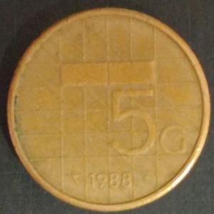 Netherlands-5 Golden 1988 (Used) - Coin