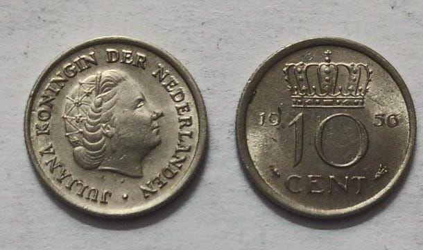 Netherlands-10 Cent 1956 (Used) - Coin